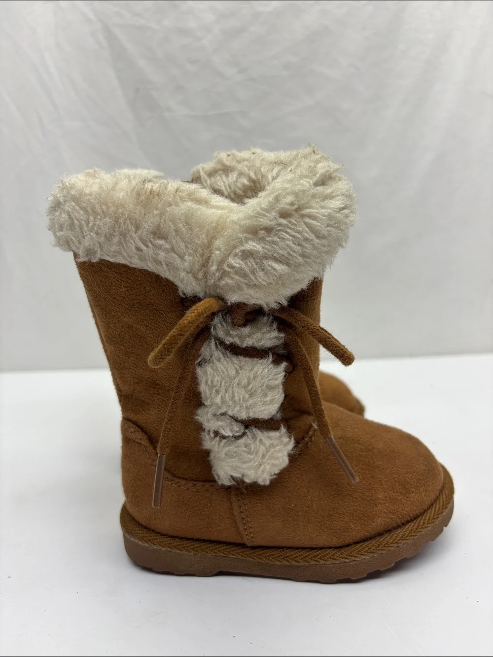 Falls creek Kids Faux-Suede Winter Boots with Plush Cuff, SZ 5 baby, box 73